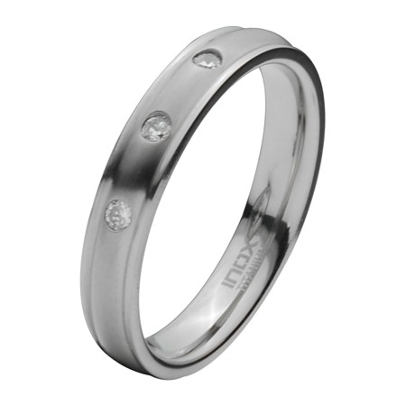 Titanium Band w/Three CZs - FRT020 - Click Image to Close